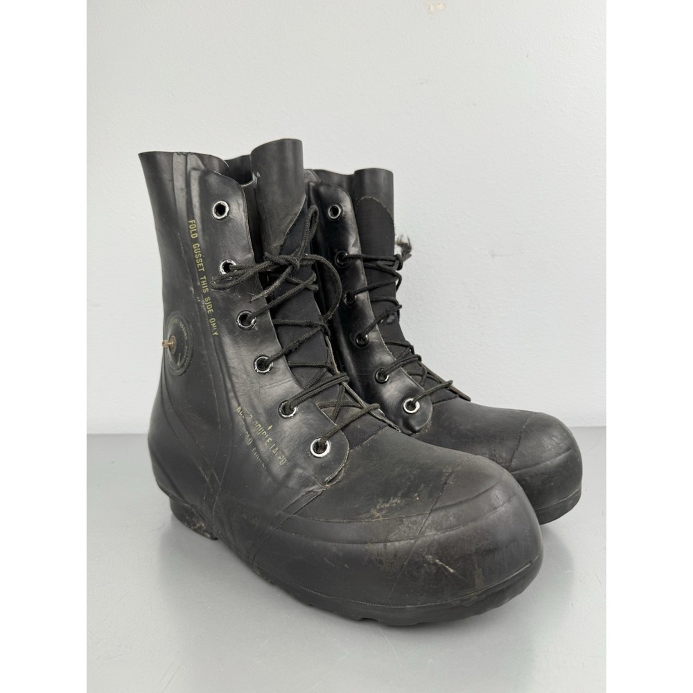 Vintage 80s Bata Military Jump Boots Mens 9 Black Mickey Mouse Paratrooper 1980s